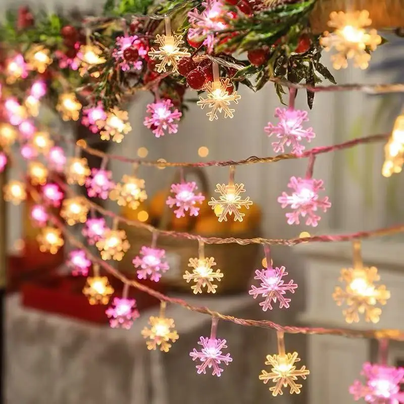 10/20/80led Sneh vločky Garland Fairy Lights batéria vianočné stromčeky Prázdniny Novoročné spálne dekorácie lampy