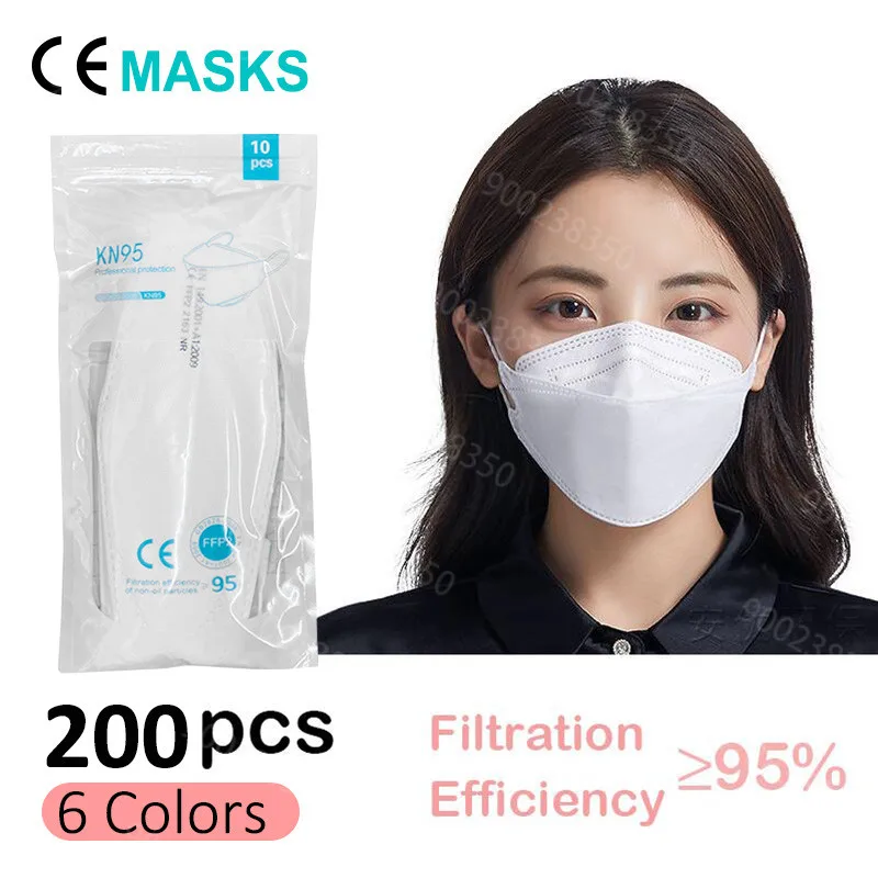 10-200 kusov FFP2 CE Maska FPP2 schválená KN95 mascarillas Masky KN95 certifikovaná čierna ústa maska ​​pre mužov Ženy FFP2Mask