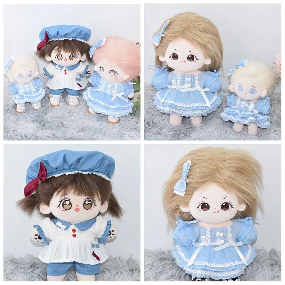 10/20cm Doll Dress Suit Lace Blue & White Mini blúzka Panty Suit Foto Photo rekvizity Miniatúrne princezné šaty bavlnené bábiky