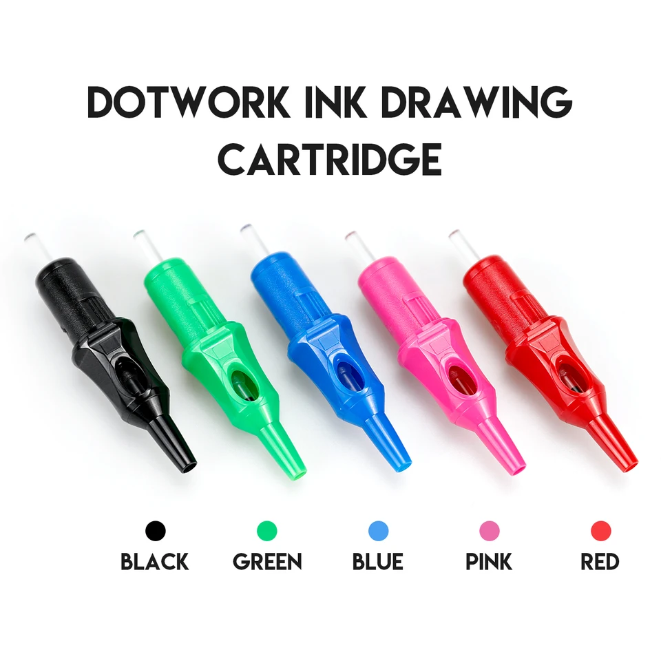 10/20ks Ballpoint Tattoo Cabtridge ihly 5 farieb Praktické ihly Výkresy pre motorové tetovacie pero Rukoväť kazety