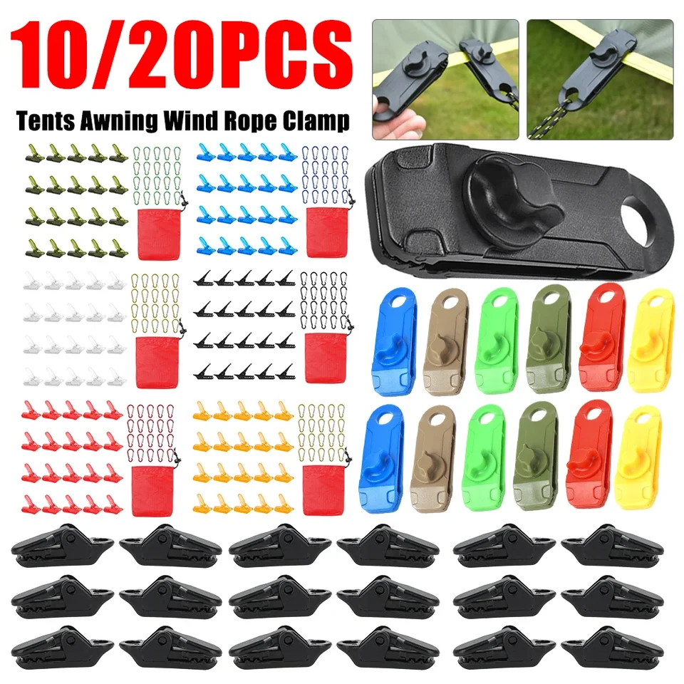 10-20ks Stan Canopy Clip Outdoor Opätovné použiteľné svorky veterného lana markízy plachta spona kempingu horolezecké prístrešky Príslušenstvo