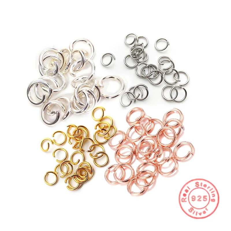 10-20ks/šarža S925 Sterling Silver Open Rings Rings 4 mm-12 mm Prstene Konektory pre DIY šperky výroby doplnkov Veľkoobchod SQ1