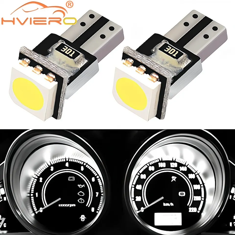 10/20x LED auta Interiér T5 Odčítanie LED 1SMD 5050 Biela automatická klinová kupolová prístrojová lampa Lampa Trunk Bulb Dashboard Mier svetlo Modify