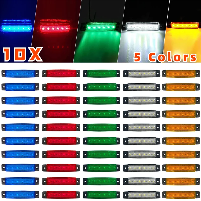 10/2ks 12v-24V LED bočné indikátory indikátora auta Svetlá predná zadná zadná časť pre nákladné vozidlá CAB RV príves Amber/červená/biela/zelená/modrá