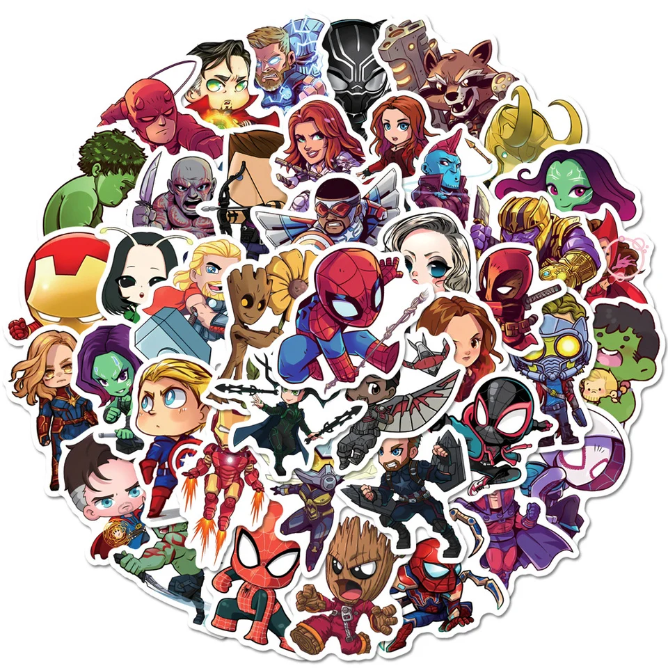 10/30/50/100 pcs Disney Marvel The Avengers Anime Stickers kawaii obtisky notebook notebook Denník telefón Nepremokavé nálepky pre deti hračky
