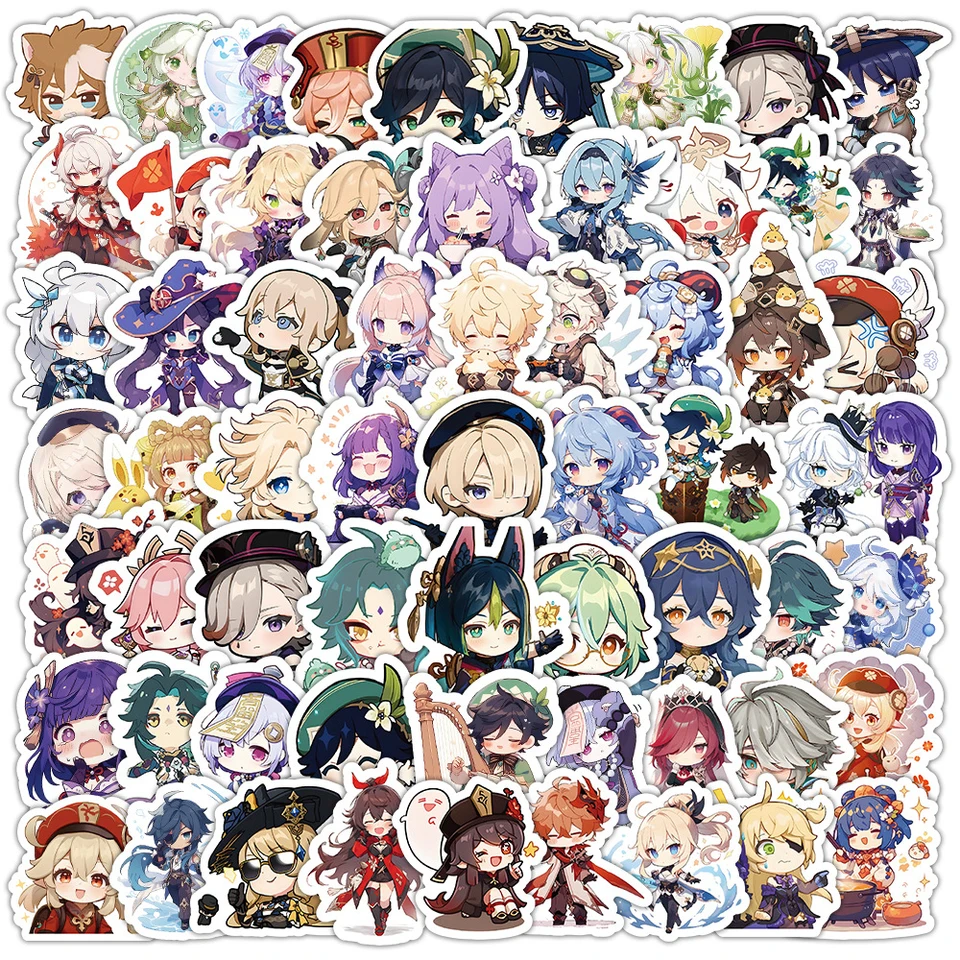10/30/50/100 pcs kawawii karikatúra Genshin Impact Stickers Anime Game Game Decals for Kid DIY Laptop Fridge Skateboard Cute Sticker Darček