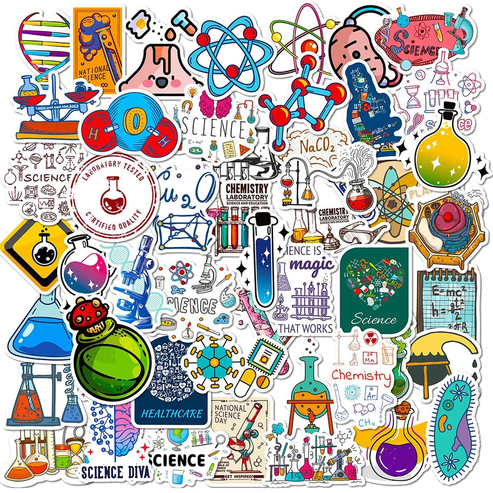 10/30/50/100 pcs Zábavné vedci vedecké laboratórium chémie karikatúry nálepky na laboratórium laboratórne laboratórne nálepky pre laboratórium pre laboratórium pre laboratórium pre laboratór