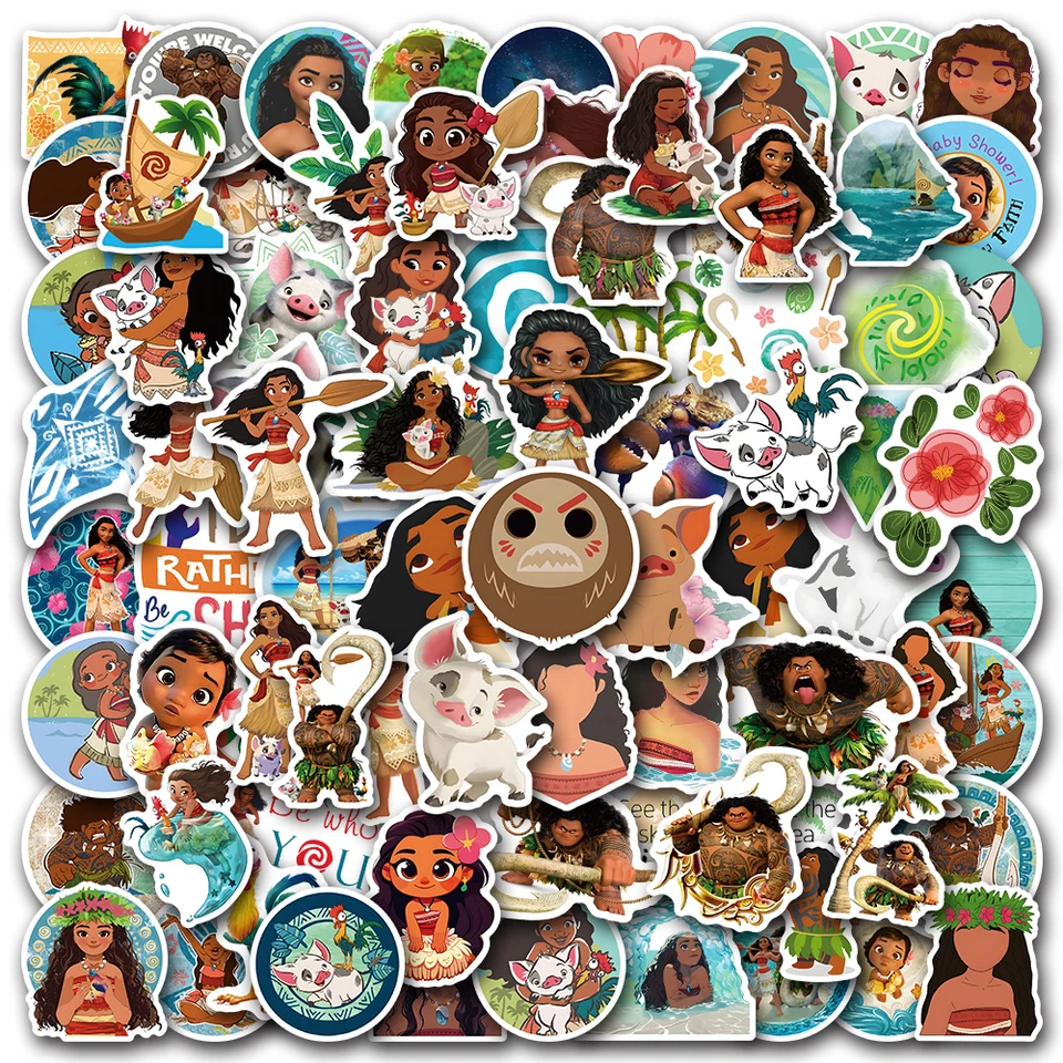 10/30/50/100ks Disney Cartoon anime nálepky Moana Anime Stickers Witerproof Photep Phone Telefón Telefón Decorácie Klasika Hračky pre deti