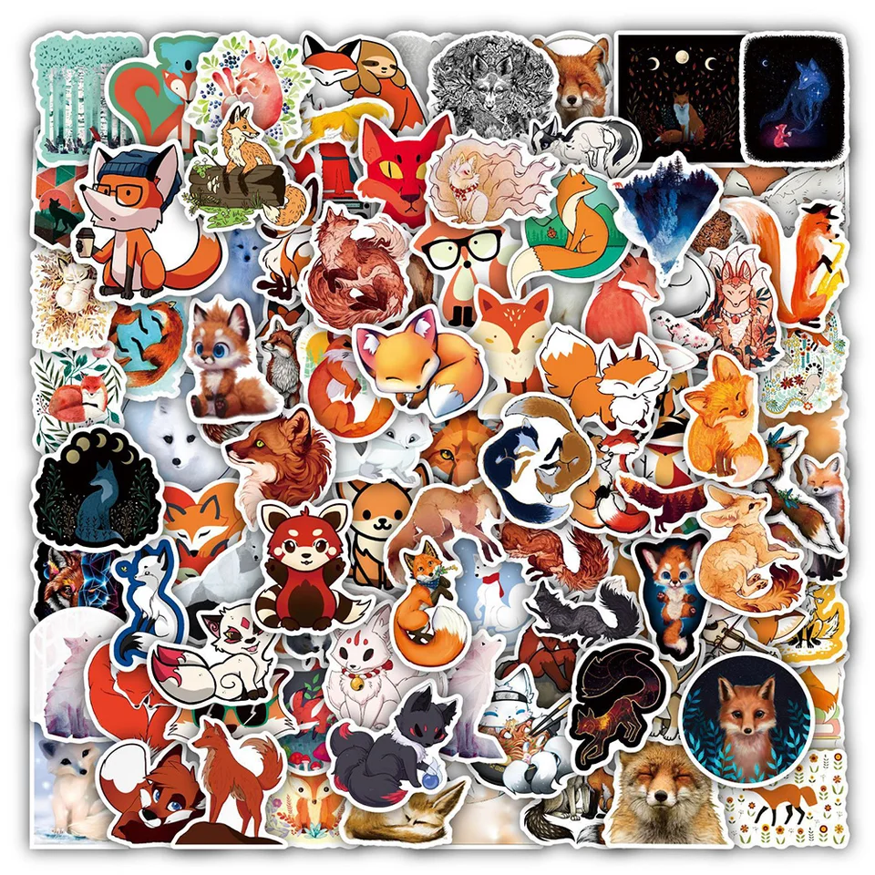 10/30/50/100ks Lovely Fox Cartoon Stickers Animal Duyscil