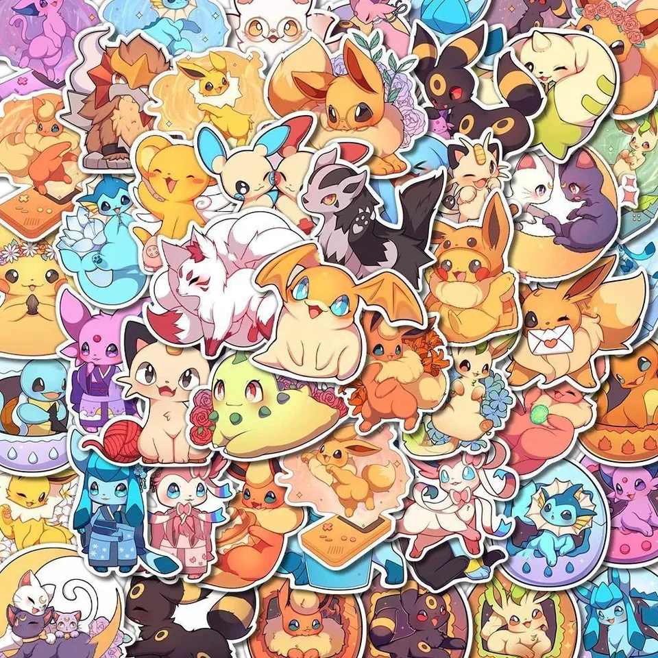 10/30/50/100ks roztomilé nálepky Pokémon Anime Pikachu Eevee Charman Cartoon Decals Kawaii DIY Púzdro pre notebook pre deti pre deti