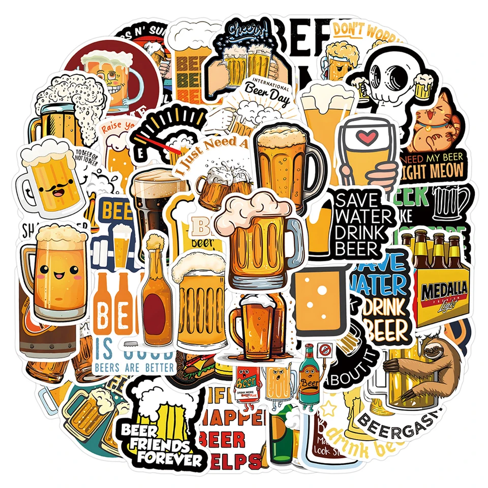 10/30/50/110ks Funny Cartoon Beer Oktoberfest Nálepky