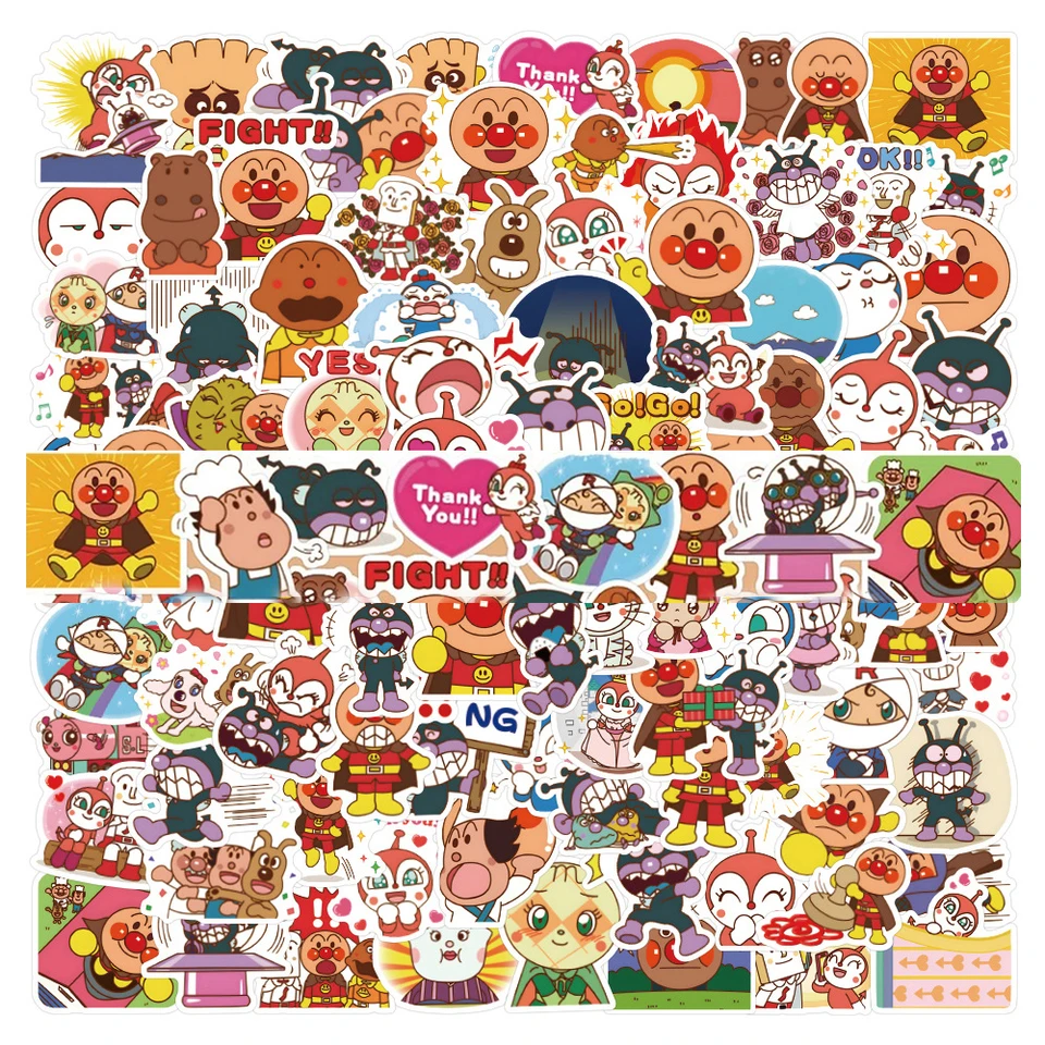 10/30/50/120ks Anpanman Cartoon Stickers Anime Decals Hračky Hračky vodotesný kufr