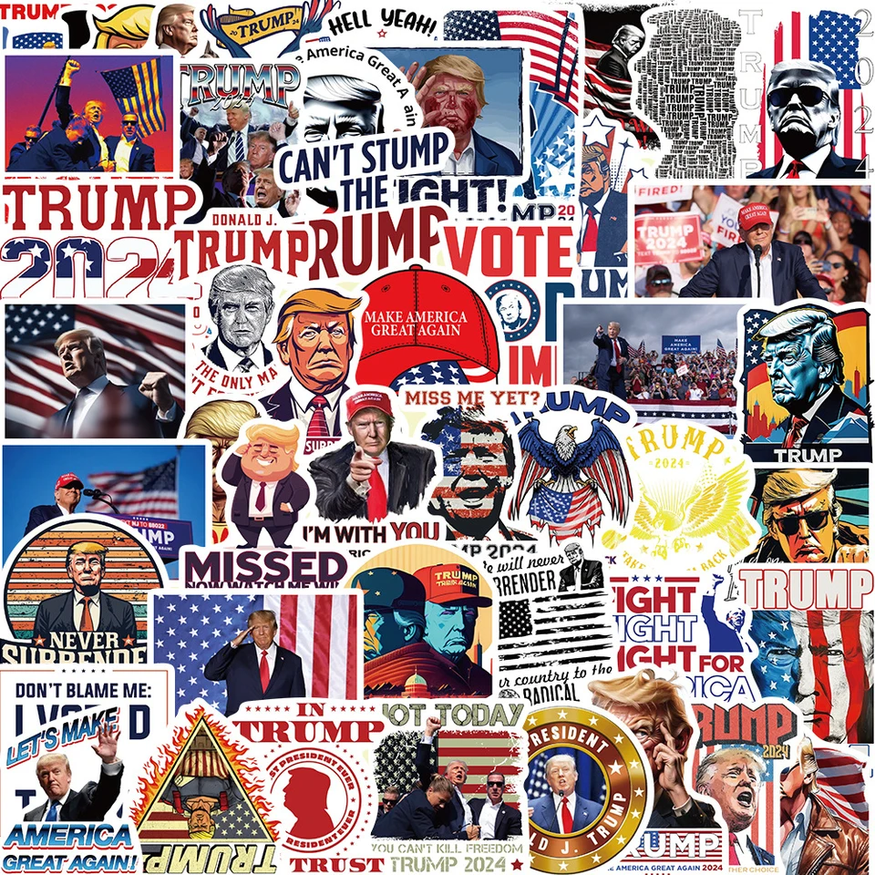 10/30/50ks 2024 Donald Trump Graffiti nálepky na karikatúru pre automobilový telefón pre laptop motocykel vodotesná dekorácia balenie nálepky