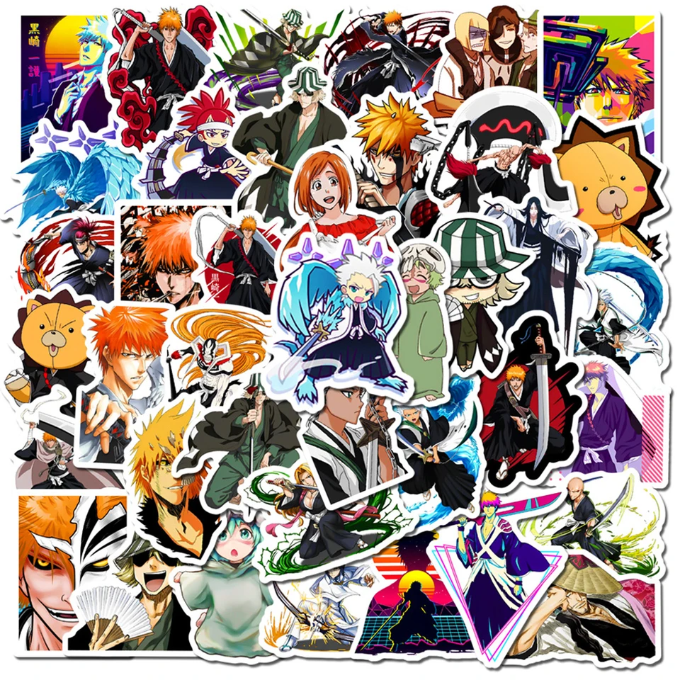 10/30/50ks bieliace nálepky Karikatúry Kurosaki Ichigo Anime Stupetra vodotesná skateboard Motocykel Motocykel roztomilý Inoue Orihime nálepka