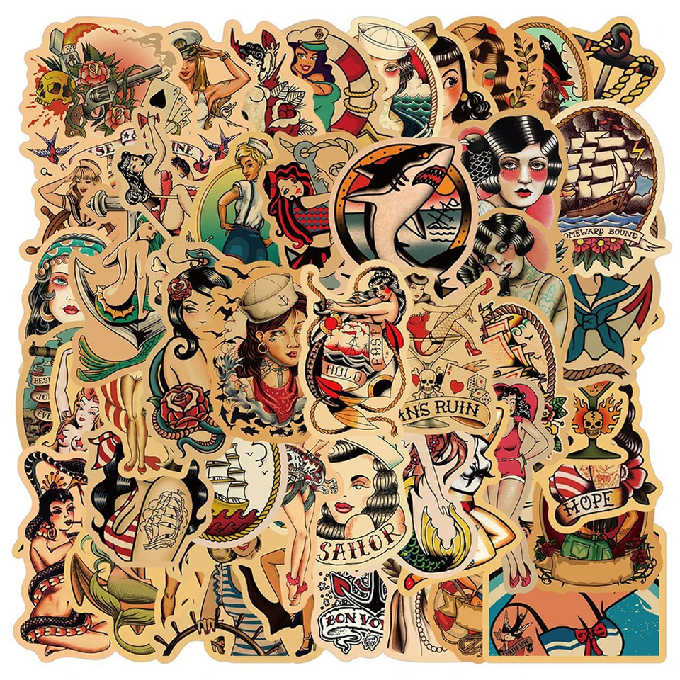 10/30/50ks Cool Retro Sexy Girl Stickers estetika pre motocykel laptop vodotesný DIY Graffiti Nálepky Nálepky na detské hračky