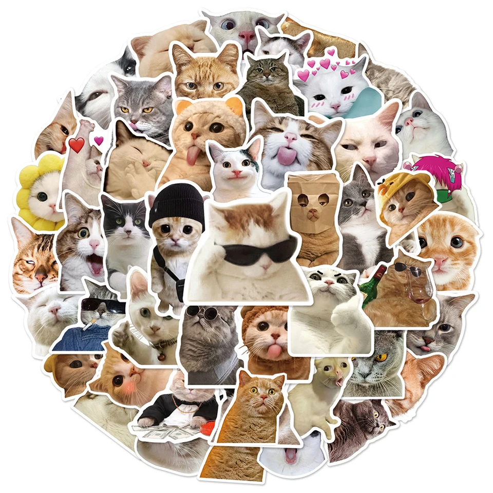 10/30/50ks Cute Cats nálepky Funny Animal Meme Catoon Dekorácie Nálepky DIY Notebook Telefón chladnička Car Kawaii Sticker Joke Hračky
