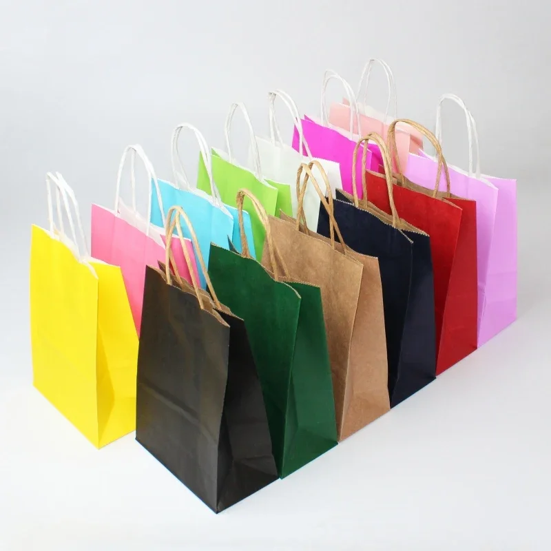 10/30/50ks DIY Multifunkcia mäkkých farebných papierových tašiek s rukovätiami Festival Darčekové tašky na nákupné tašky Kraft Paper Baling Bag
