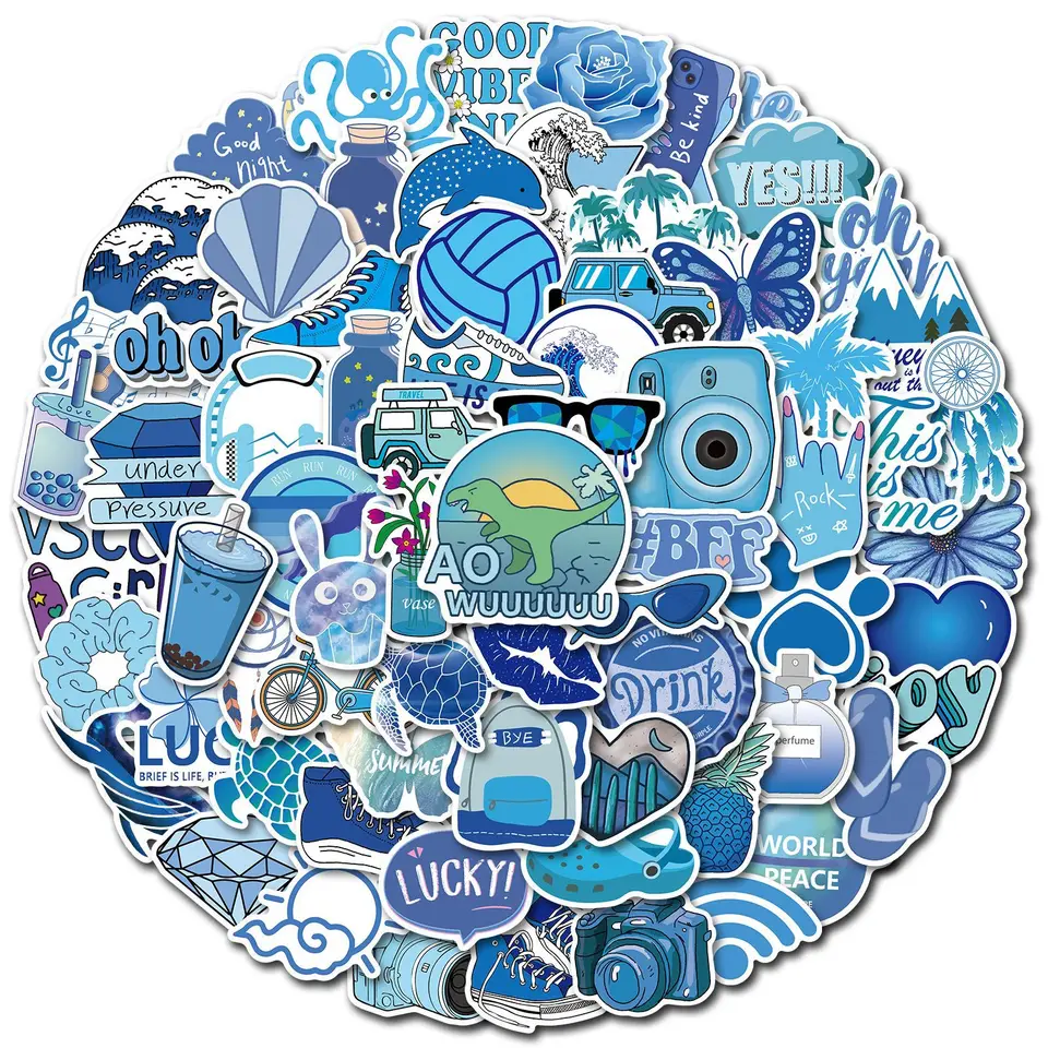 10/30/50ks karikatúra Blue Mix and Match Graffiti prilba na gitaru DIY personalizovaná nástenná nálepka