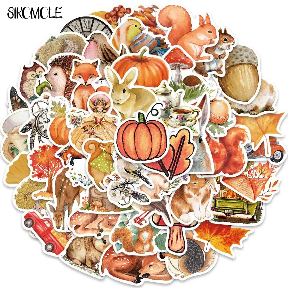 10/30/50ks karikatúra Jesenný les SIKA Deer Rabbit Squirrel Stickers Kids DIY Skateboard NAPOJECKÝ LAPTOP BIKE BIKE AUTOMOBILY Nálepky