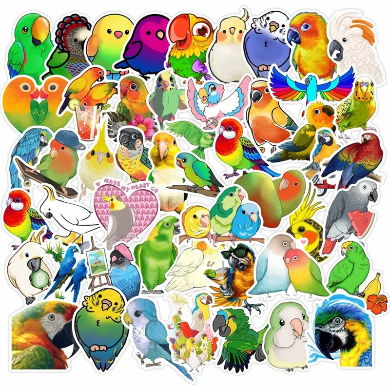 10/30/50ks karikatúra papagájov Parrot Parrot vodotesné skateboard motocykle gitarové batožiny laptop pre laptop cyklistické hračky pre deti