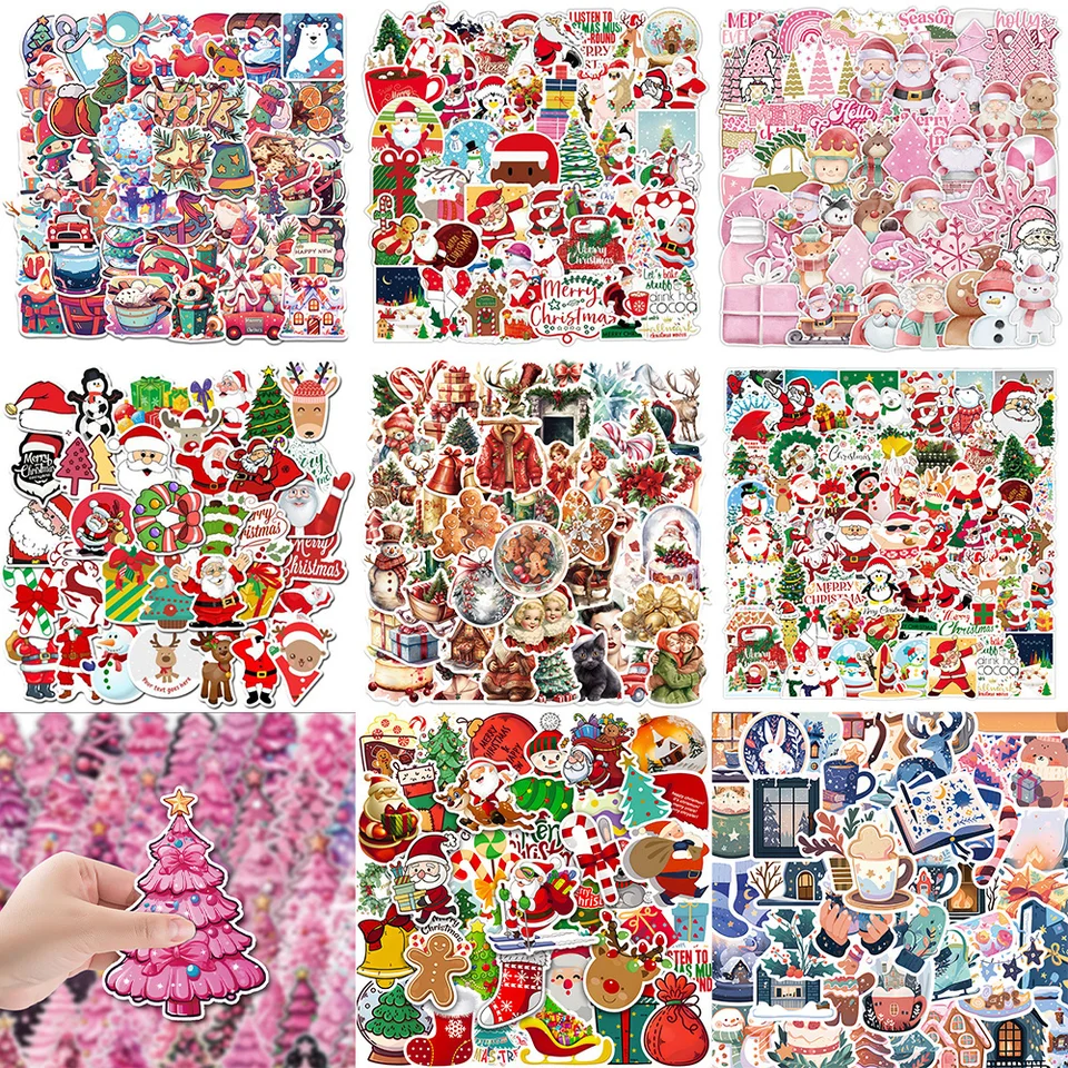 10/30/50ks karikatúra vianočná nálepka Séria kreatívny strom Santa Claus graffiti laptop zošita