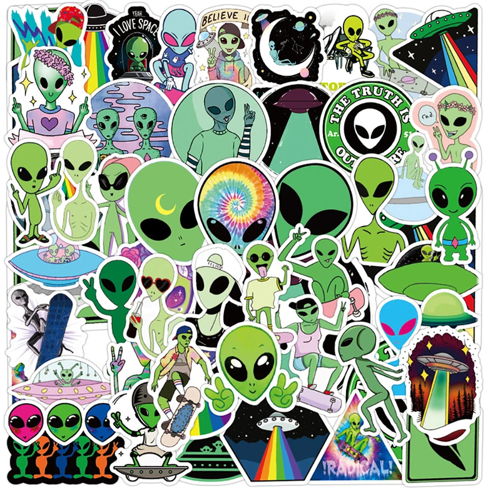 10/30/50ks karikatúry cudzincov UFO SPEACKY STRACIERS DIY SNODOBLE NAPOJECKÉ PREPRAVNÉ OBMEDZENIE GRIFID GRAFFITI Nálepky Cool Kid Hračky Darček