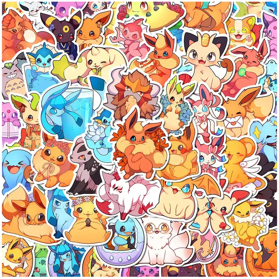 10/30/50ks kawaii Pokemon Pikachu eevee nálepky roztomilé karikatúry detské obtisky hračky na hračku puzdro na batožinu Anime graffiti nálepka