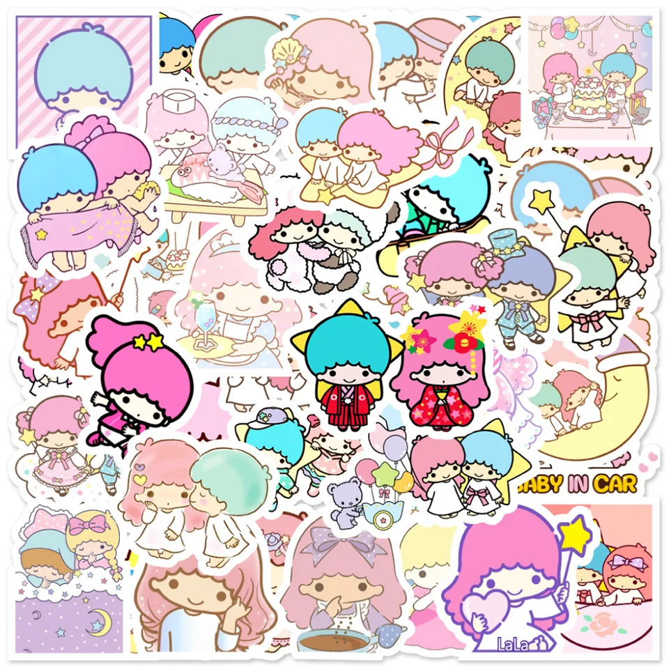 10/30/50ks malé dvojčatá hviezdy Sanrio anime nálepky pre batožinu zmrazenie motocykla graffiti nálepka roztomilé zábavné nálepky na karikatúru