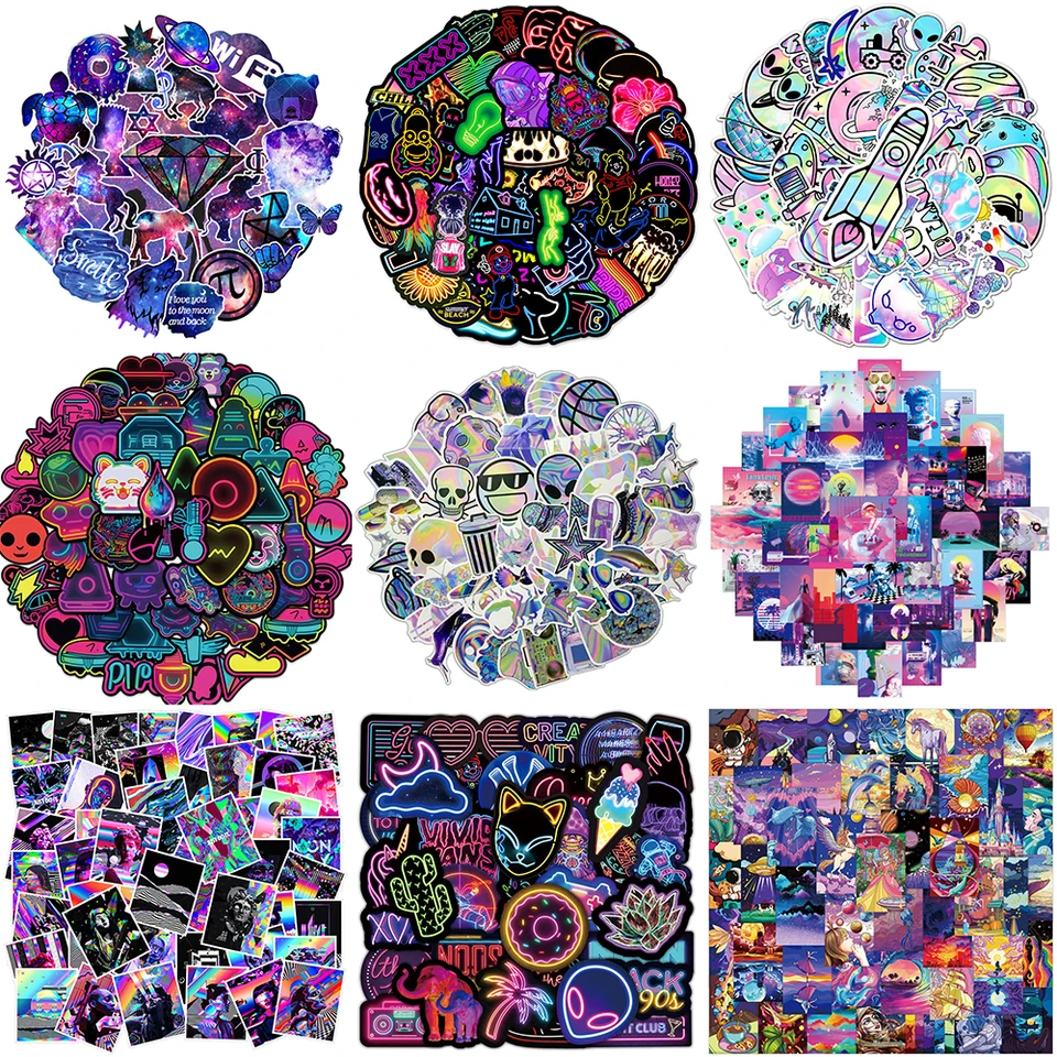 10/30/50ks Neon Pattern Patranwave Stumpers Series Series Creative Graffiti Laptop Helmet Telefón batožina