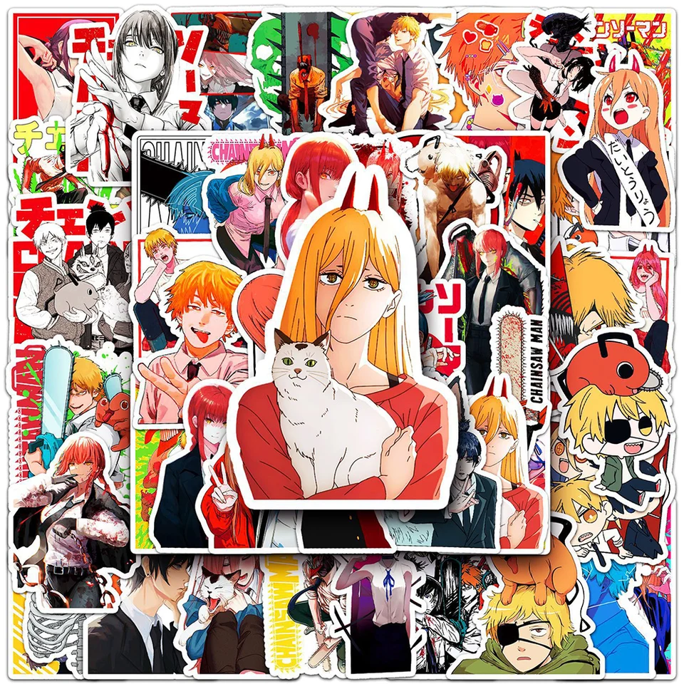 10/30/51ks Cool Cartoon Chainsaw Stickers Denji Makima Anime Sticker Decoration DIY