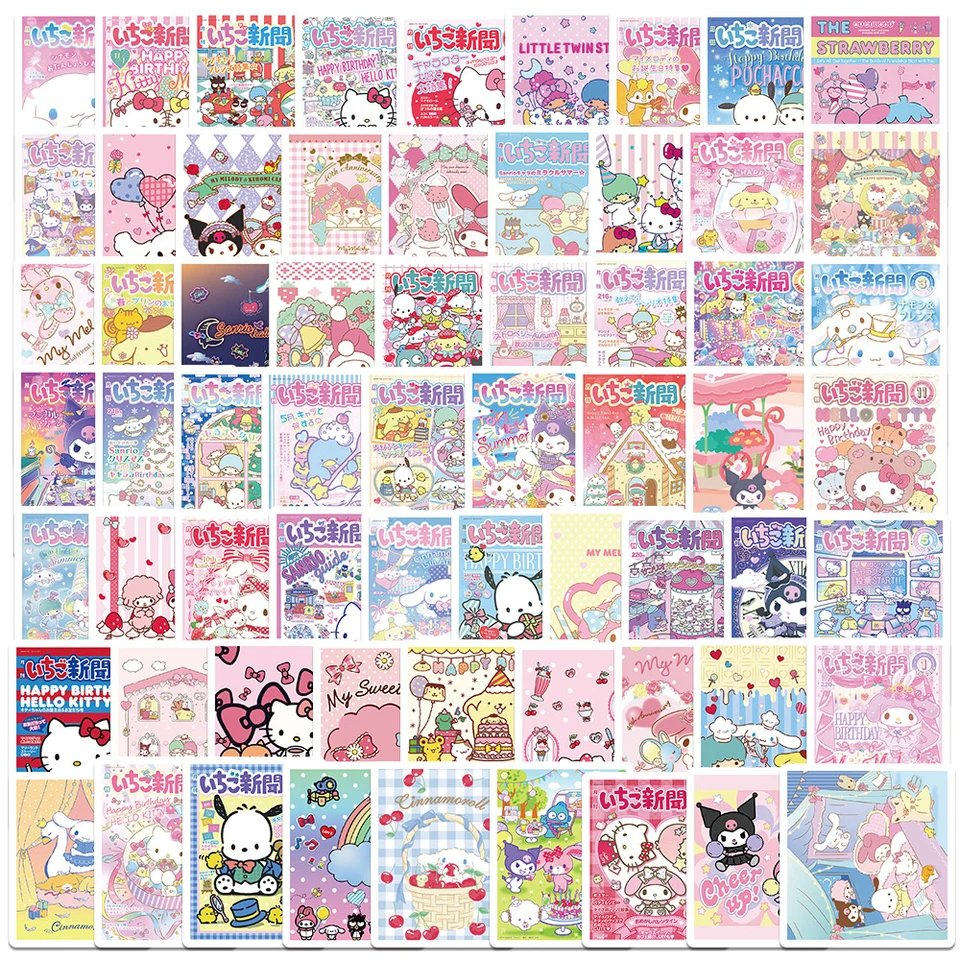 10/30/65ks ružové karikatúry Sanrio Plagery Stickers Cute Girl Hello Kitty Kuromi obtisky DIY Telefón Denník Journal pre detskú hračku