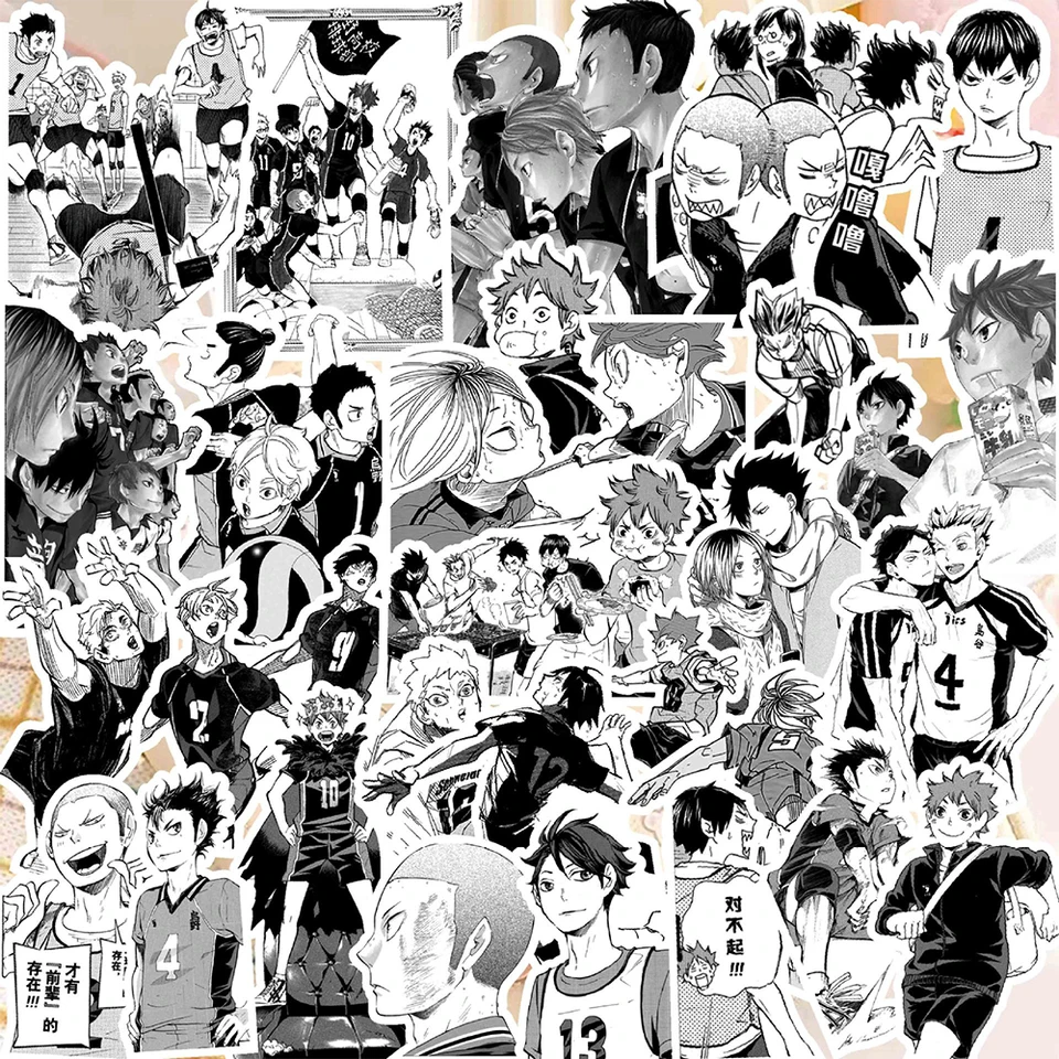 10/30/68ks cool čierna biela anime haikyuu !! Nálepky kreslený nálepkový kufor