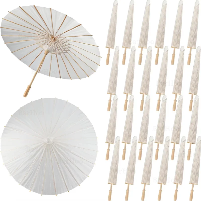 10-30ks biely slnečník dáždnik 80 cm čínsky papier dáždnik biele svadobné slnečníky pre svadobnú párty Photo Photo cosplay prop dospelý