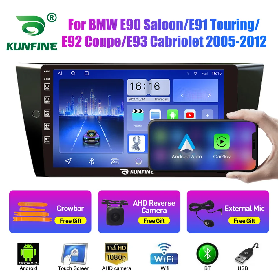 10,33 palcový automobilový rádio pre BMW E90 Saloon/E91 Tour 2Din Android Octa Core Car Stereo DVD navigačný hráč QLED CARPLAY
