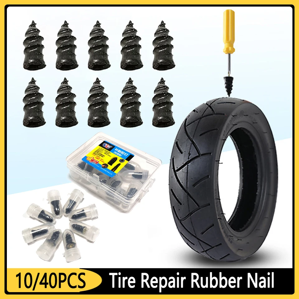 10/40ks na opravu pneumatík na autá Gumber Set čierny opravný gumový nechtový náradie Tire Puncture Screps