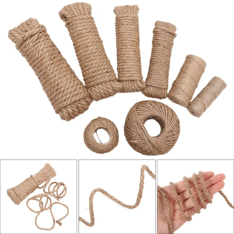10/50/100 meter Prírodné jutové lano Jute Minutie Jute Kono konope mačička Pet Scratching Cord Struka P vŕzganie Ribbon