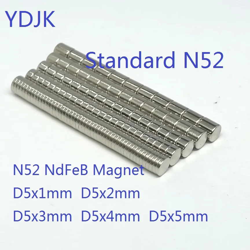 10-500ks/šarža N52 DISC NDFEB Magnet 5*1 5*2 5*3 5*4 5*5 Štandardné super silné neodymiové permanentné magnety 5x1 5x2 5x3 5x4 5x5 5x5