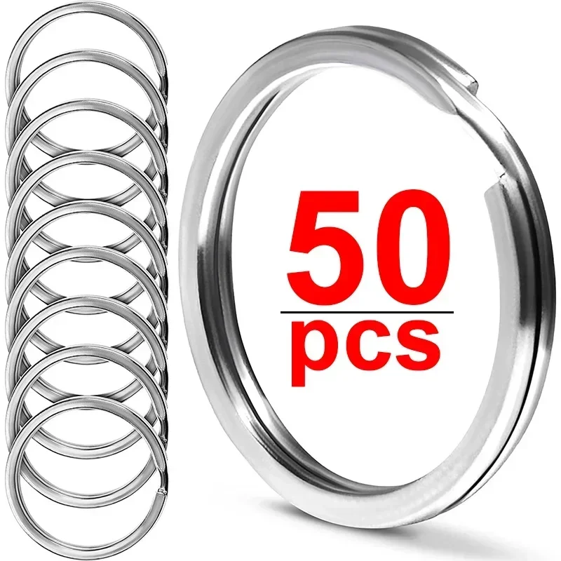 10-50ks automobil z nehrdzavejúcej ocele Kľúčové krúžky Round Plach Line Split Rings Klávesové kľúče pre šperky Tvorba leštených nálezov Keychain DIY
