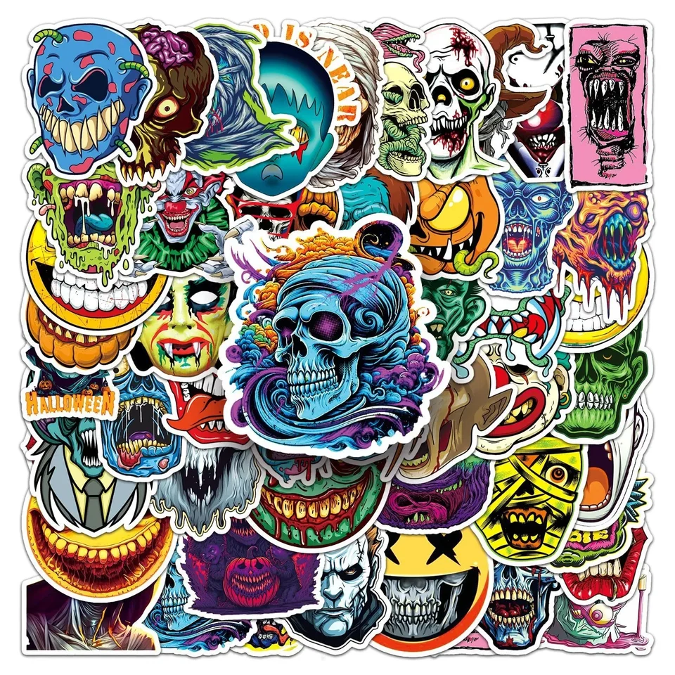 10/50ks cool pop zombie horor lebky nálepky karikatúry DIY kancelárske potreby batožiny laptop prilba na motocykli Graffiti nálepka