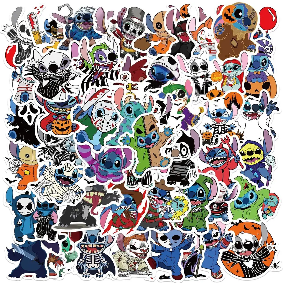 10/50ks Disney Stitch Funny Halloween Horror postavy nálepky cosplay obtisky DIY batoľ