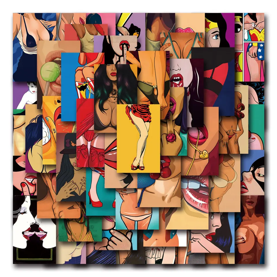 10/50ks Európske a americké sexy zvádzacie nálepky pre kufrový telefón Beauty Beauty Graffiti Pretty Girls Mix Sticker