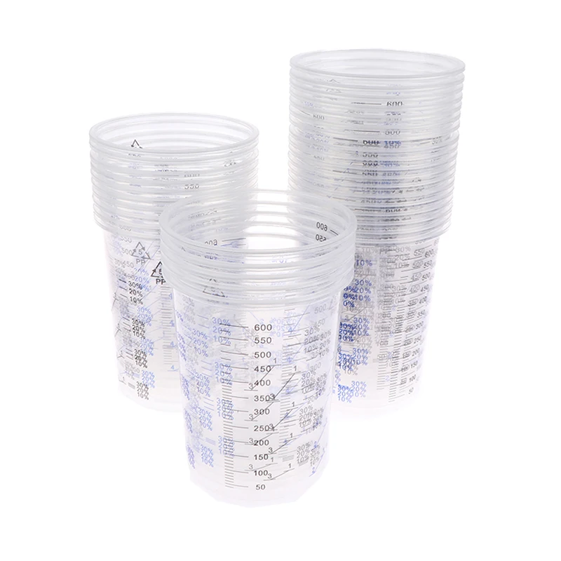 10/50ks farby Miešanie kalibrovaného šálky plastových zmesí šálky 600 ml zmesi kvetináčov
