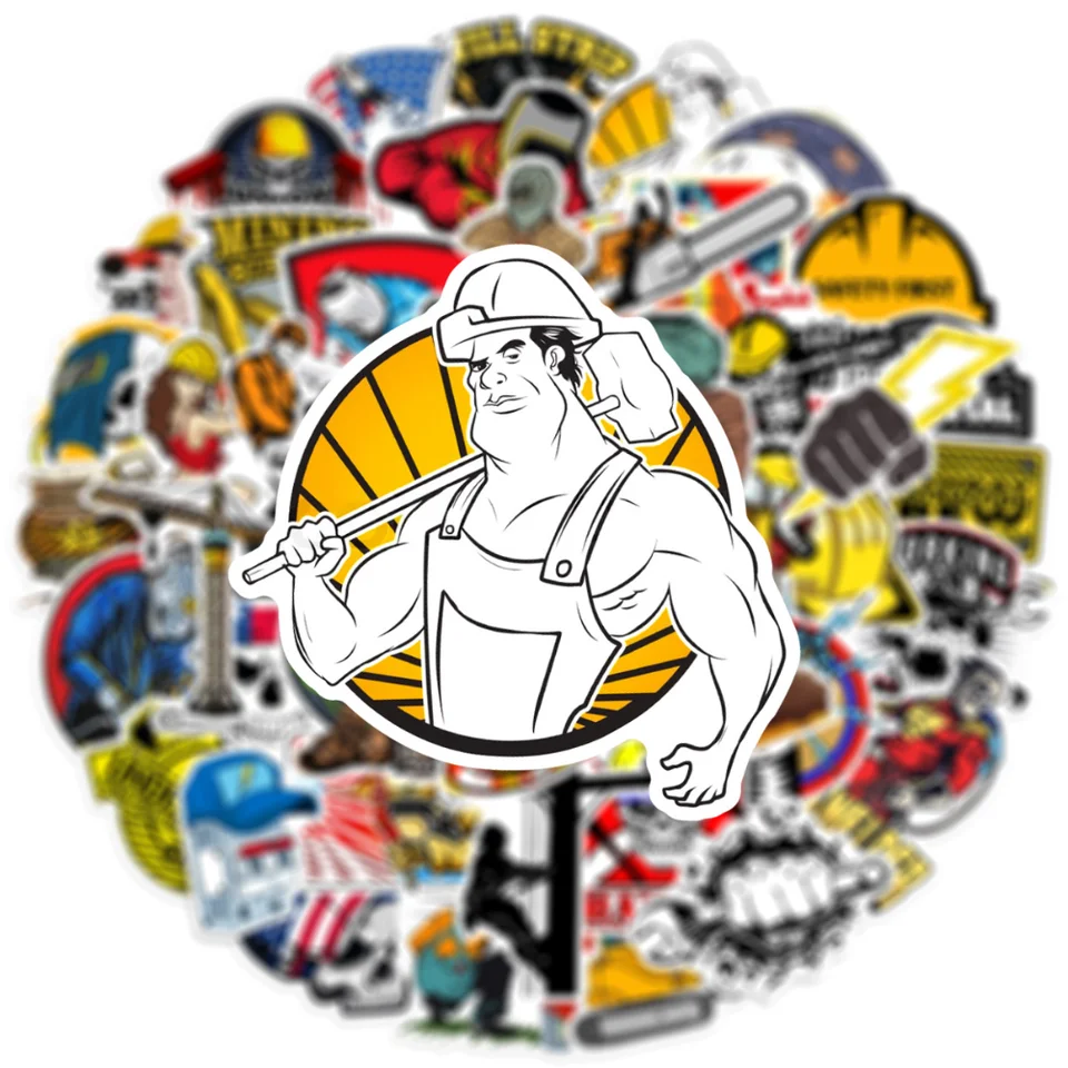 10/50ks karikatúra DIY Zvárací pracovník graffiti nálepky Módna batožina Skateboard Vodotesné nálepky