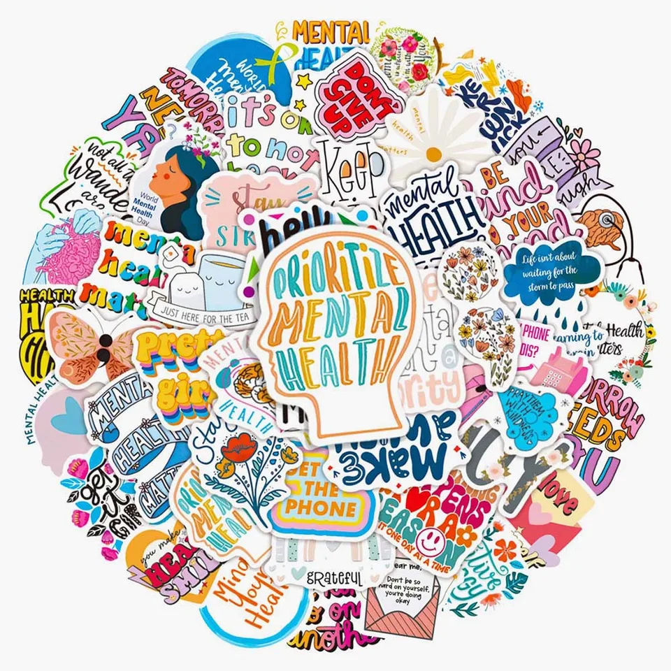 10/50ks karikatúra psychológia Zdravie Graffiti nálepky Pack Pack Scrapbooking Notebook prenosný počítač DIY Odnímateľný vodotesný nálepkový výzdoba
