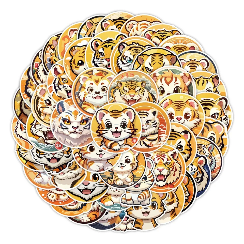 10/50ks karikatúra tuk hlúpy Tiger Tiger Creative Creative Graffiti Sticker Bike Skateboard Car Helmet NAPOHLOŽNÝ PROBLÉM VEĽKÁ HOSPO