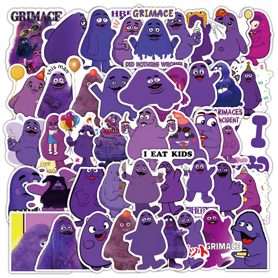 10/50ks karikatúry Purpurové grimasové nálepky DIY Humory Fun Ghost Face Expression Pack Skateboard Notebook Art Graffiti Kid Decals
