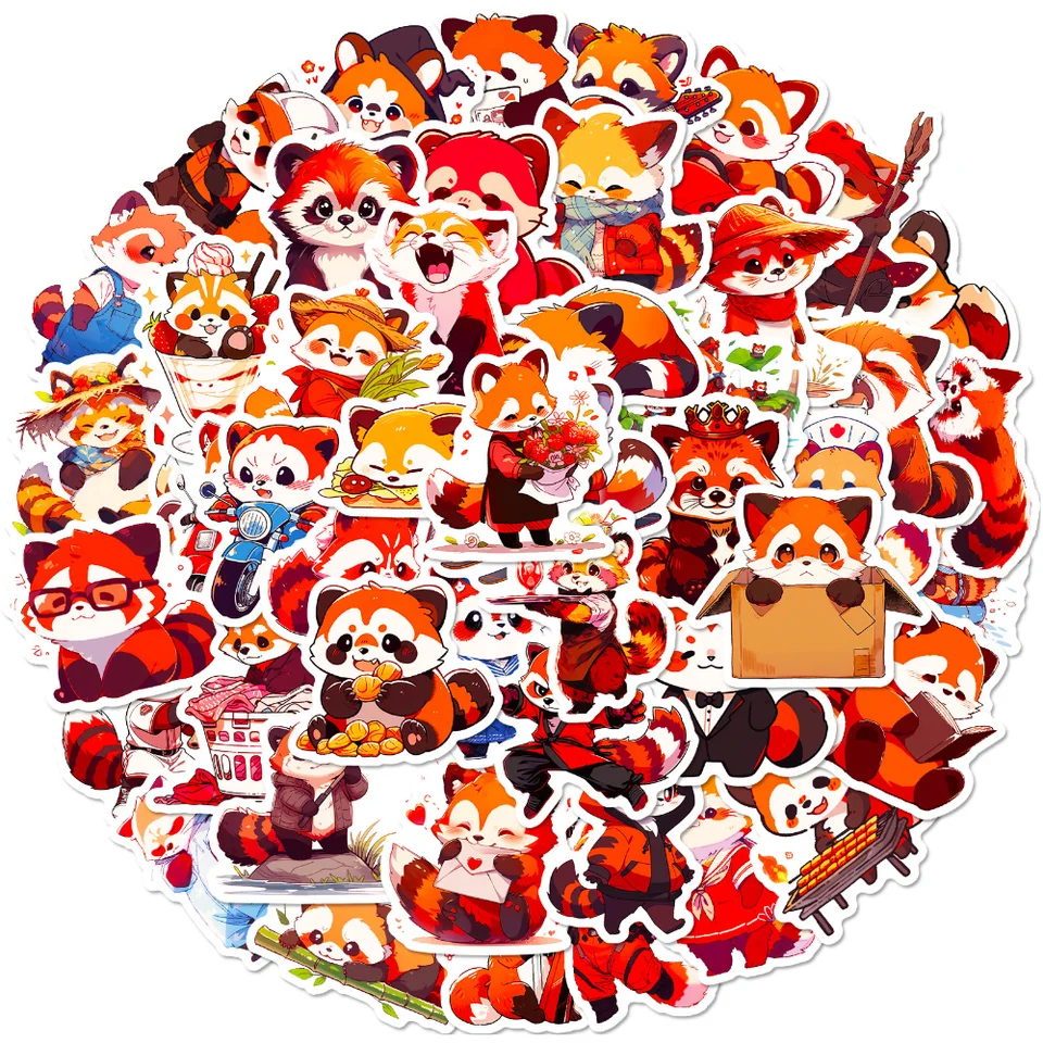 10/50ks roztomilé nálepky na červené nálepky Panda Otočenie nálepky na nálepku pre batožinu prenosný fľaš