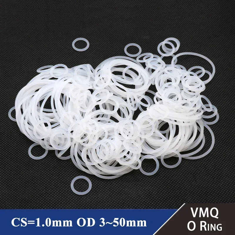10/50ks vmq o tesnenie krúžku CS 1 mm OD 5 ~ 50 mm silikónové gumové izolované vodotesné podložky okrúhly tvar biely netoxický
