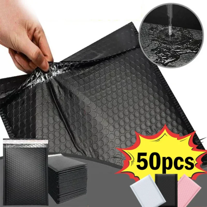 10/50ks čierna/biela/ružová bublinková obálka Self Teste Polded Bubble Mailers Witerproof Mail Bag Shipping Balíčky Veľkoobchod