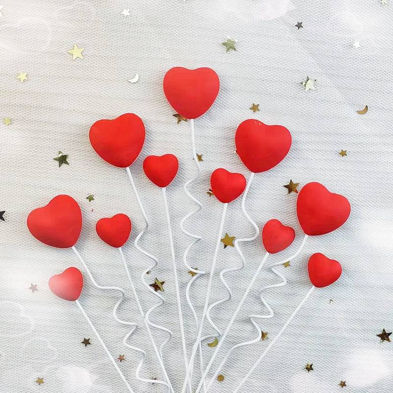 10/5ks valentínske koláče Toppers Sladké červené ružové srdcové tvary košíčky tilenín valentinky svadobné zásnubné večierky Decor